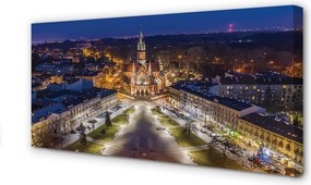 Obraz na płótnie Nocny Widok na Kościół Mariacki