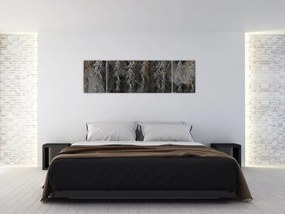 Obraz - Gałązki wierzby na czarnym tle (170x50 cm)