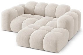 Kremowy narożnik z tkaniny szenilowej (prawostronny/z szezlongiem) Treno – Cosmopolitan Design