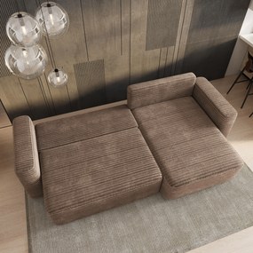 Masseno Narożnik TELIN z funkcją spania i pojemnikiem na pościel Narozniki L, Rozkładana sofa - Beżowy, TILIA 17