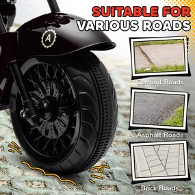 AIYAPLAY Motocykl elektryczny dla dzieci, 3 koła, na baterię 6V, ze światłami i muzyką, dla dzieci w wieku 3-6 lat, Czerwony