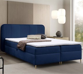 Granatowe welurowe łóżko kontynentalne 4 rozmiary - Averell
