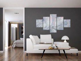 Obraz - Niebieskie kwiaty na ścianie (125x70 cm)