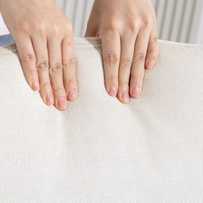 HOMCOM Tapicerowany fotel z podnóżkiem, fotel lounge z wysokim oparciem, metalowa podstawa, do salonu, sypialni, Beżowy | Aosom PL