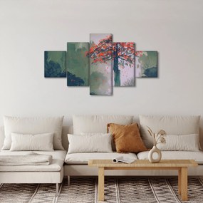 Obraz samotnego czerwonego drzewa (125x70 cm)
