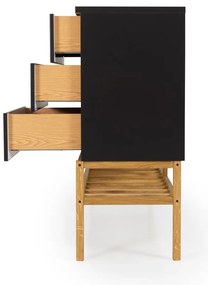 Czarna komoda z nogami z drewna dębowego Tento Scoop, szer. 176 cm