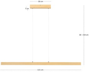 Lampa wisząca LED 115 cm z drewna jesionowego L115KB-4K-ESCHE wymienny