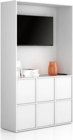 Szafka biurowa FRAME, 6x drzwi, z wnęką, 1299 x 450 x 2162 mm, PUSH-lock, biały
