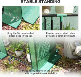 Outsunny Mini-szklarnia z 3-poziomowymi półkami, pokrywa plastikowa, UV-odporna, przenośna, drzwi rolowane, 144 x 48 x 152 cm, Zielony