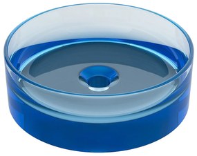 Umywalka nablatowa okrągła przezroczysta z żywicy - 40 cm - Niebieski - SPAVO