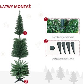 Homcom choinka jodła 180 cm ze stojakiem z tworzywa, 390 igieł, zielona | Aosom PL