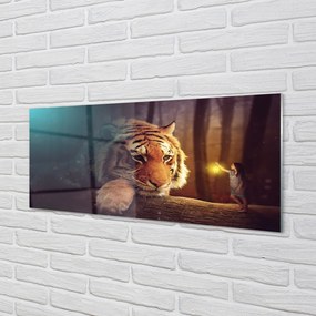 Panel szklany do Kuchni Spotkanie: Tygrys i Człowiek w Lesie