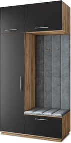 Masseno Garderoba REMA 120/240/60 cm Nowoczesna Szafa do Przedpokoju Dąb wotan, MONOLITH 85 (Szary)