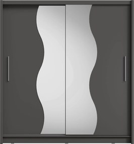 Szafa Przesuwna RANOR 200 cm z Lustrem Szafa Dwudrzwiowa, Szary