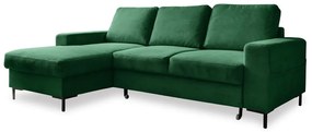 Ciemnozielony sztruksowy rozkładany narożnik (lewostronny) Lofty Lilly – Miuform