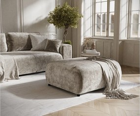 Puf w tkaninie szenilowej Zanzibar - 88x88 cm - beżowy