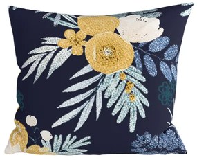 Zestaw 2 sztuk dekoracyjnych poszewek na poduszki z mikrofibry FLOWERISH 45x45 cm, ciemnoniebieska