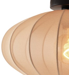 Lampa sufitowa w stylu japandi, brązowa, z abażurem z tkaniny - BidaDesignerski Oswietlenie wewnetrzne