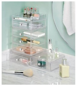 Przezroczysty organizer z 3 szufladami iDesign Drawers, wys. 18 cm