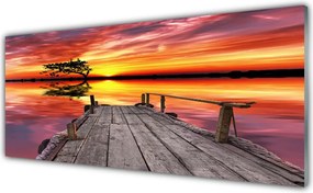 Panel Szklany Drewniane Molo Nad Jeziorem