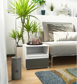 Szafka nocna AKORD CL1 Biała 40 cm 1 szuflada kolor Grafit Szary mat 1 półka 40x35x40 cm