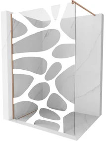 Mexen Kioto ścianka prysznicowa Walk-in 120 x 200 cm, biały wzór 8 mm, miedź szczotkowana - 800-120-101-65-97
