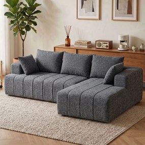 HOMCOM 3-osobowy narożnik w kształcie L z otomaną, przekształcalna sofa Chenille-Cloud z wkładem sprężynowym, szary | Aosom PL