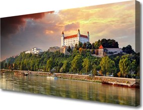 Fotoobraz na płótnie Panorama Miasta nad Jeziorem