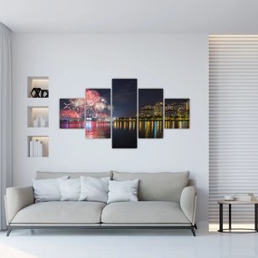 Obraz fajerwerków w Singapurze (125x70 cm)