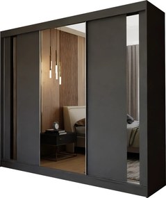 Szafa Przesuwna GRAZIA 240 cm z Lustrem Szafa Trzydrzwiowa Szara