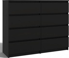 Komoda Malwa M8/120 | Czarny | 8 Szuflad | 120x40x97 cm | 8 Szuflad