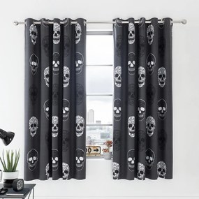 Ciemnoszara zasłona dziecięca 2 szt. 168x183 cm Skulls – Catherine Lansfield