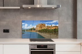 Panel szklany do Kuchni Gotycka Katedra w Otoczeniu Palm