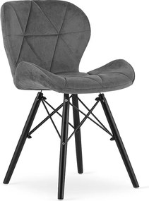 Krzesło aksamitne LAGO - szare/czarne nogi x 1