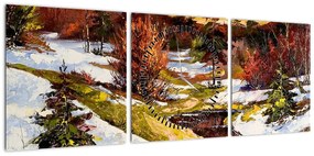 Obraz - Nadejście wiosny (z zegarem) (90x30 cm)
