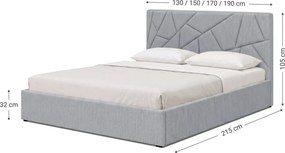 Łóżko F-Line Terre 120x200, Monolith 84 Popielaty
