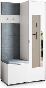 Masseno Garderoba VIRA 95/181/51 cm Nowoczesna Szafa do Przedpokoju Biała, MONOLITH 85 (Szary)