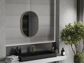 Mexen Loft lustro łazienkowe owalne 70 x 50 cm, rama złota szczotkowana - 9851-070-050-000-50
