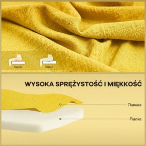 HOMCOM 2-osobowa sofa, miękkie obicie, łatwa do czyszczenia, do 220 kg, 117 x 56,5 x 77 cm, żółta | Aosom PL
