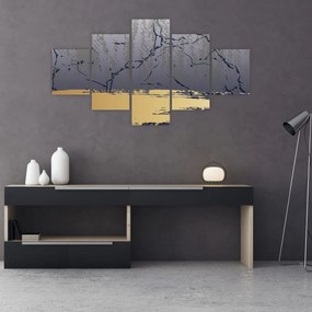 Obraz - Niebiesko-złota abstrakcja N⁰1 (125x70 cm)
