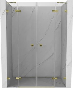 Mexen Lunar Duo drzwi prysznicowe uchylne 150 cm, transparent, złote - 834D-150-000-50-00