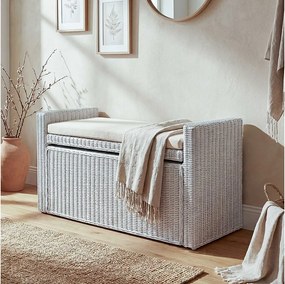 Ławka Genua Rattan Schowek,  biały