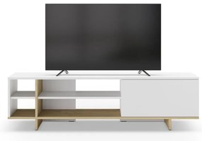 Biała szafka pod TV w dekorze dębu 160x44 cm Cequoia – Marckeric