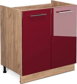 Szafka pod zlew bordowa czerwień wysoki połysk 80x51.6x82 fame-line