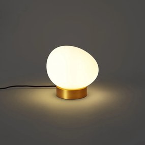 Designerska lampa stołowa mosiężna ze szkłem opalowym - Sally