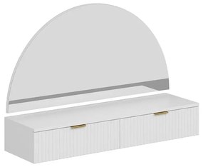 Toaletka wisząca z lustrem i oświetleniem LED - 2 szuflady - Biały - FRALYN marki Pascal Morabito