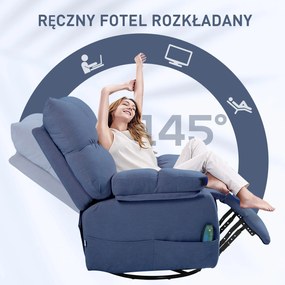 HOMCOM Fotel Masażer z Funkcją Ogrzewania i Leżenia, Obrotowy, do 150 kg, Konstrukcja Metalowa, 98x90x98cm, Niebieski | Aosom PL