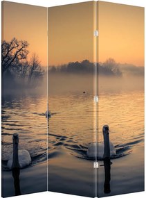 Parawan - Łabędzie na wodzie we mgle (126x170 cm)