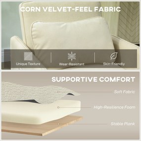 HOMCOM Fotel z funkcją spania 3 w 1, szerokie siedzisko do salonu, beżowy | Aosom PL