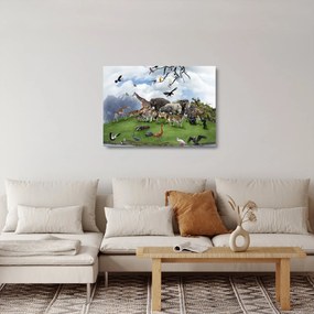 Obraz na szkle - Zwierzątka na wyspie (70x50 cm)